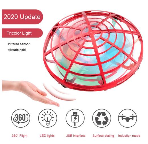 HGRC Mini RC UFO Drone With LED Light Gesture Sensing Electric Flying Quadcopter Anti-collision Induction Dron Toys for children