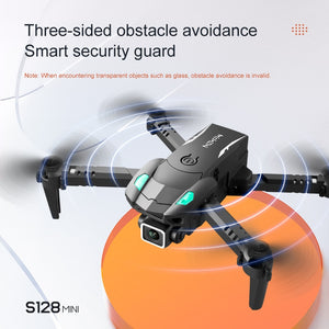 S128 Mini Drone 4K Dual HD Camera Three-Sided Obstacle Avoidance Air Pressure Fixed Height Professional Foldable Quadcopter Toys