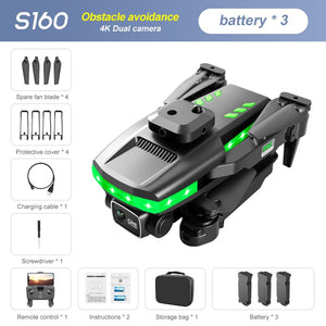 S160 Mini Drone 4K HD Camera Four-sided Obstacle Avoidance Air Pressure Fixed Height Professional Foldable Quadcopter Toys