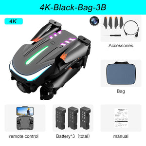 XKJ New K109 Mini Drone Breathing Light 4K Dual HD Camera Automatic Obstacle Avoidance Professional Foldable Quadcopter Gifts