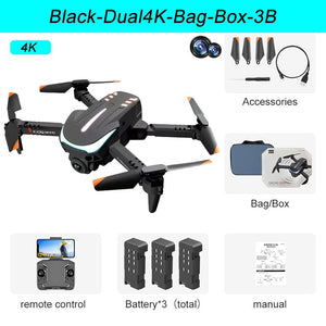 XKJ New K109 Mini Drone Breathing Light 4K Dual HD Camera Automatic Obstacle Avoidance Professional Foldable Quadcopter Gifts