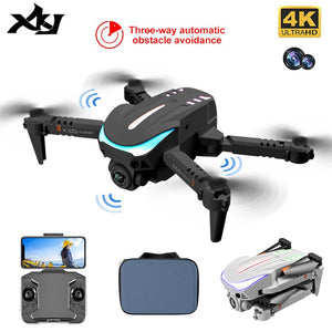 XKJ New K109 Mini Drone Breathing Light 4K Dual HD Camera Automatic Obstacle Avoidance Professional Foldable Quadcopter Gifts